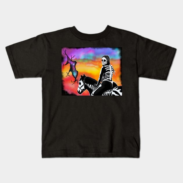 Day of the Dead Horseback Kids T-Shirt by Tha_High_Society